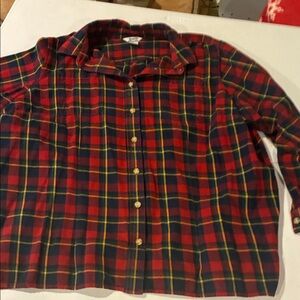 L.L. Bean Red and Blue Plaid Button Down Shirt